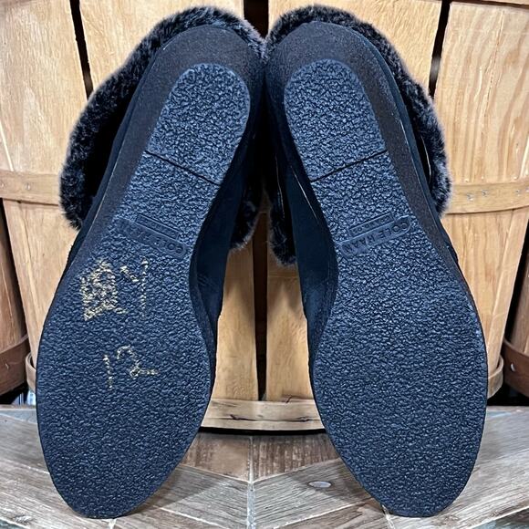 Cole Haan Coralie Wedge Faux Fur Black Suede Waterproof Ankle Boots Women Size 8 - Picture 10 of 12